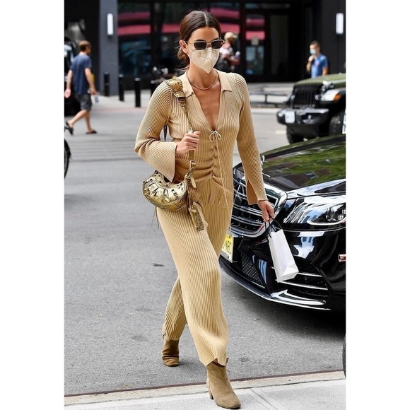 NWT!! CULT GAIA Jada Ribbed Knit Pants Sand Solid Elastic Waist Pull-On Small - Picture 6 of 16